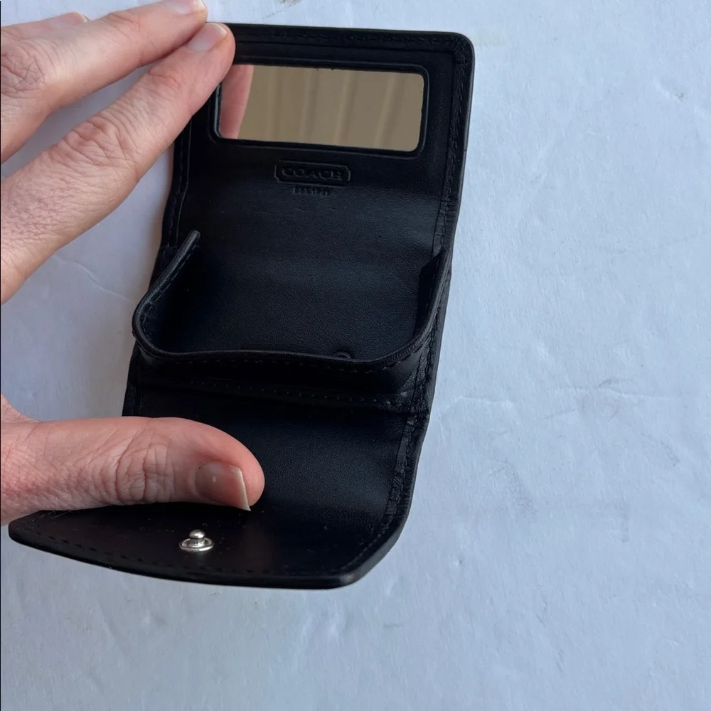 Vintage Coach Signature Black Gray Contact Case Y2K Mini Compact Makeup Stash - Picture 12 of 17